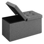 Foldable Storage Bench with Flipping Lid, Dark Grey