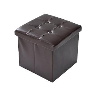 Faux Leather Folding Storage Ottoman with Lid