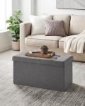 Foldable Storage Bench with Flipping Lid, Dark Grey