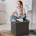 Faux Leather Folding Storage Ottoman with Lid