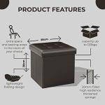 Faux Leather Folding Storage Ottoman with Lid
