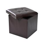 Faux Leather Folding Storage Ottoman with Lid