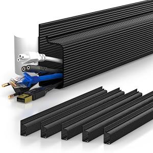 Cable Management Under Desk, Adhesive Organizer, Black