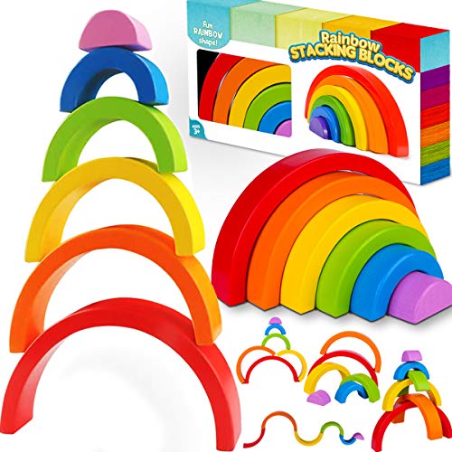 Rainbow Stacking Blocks & People - 12 Piece Set