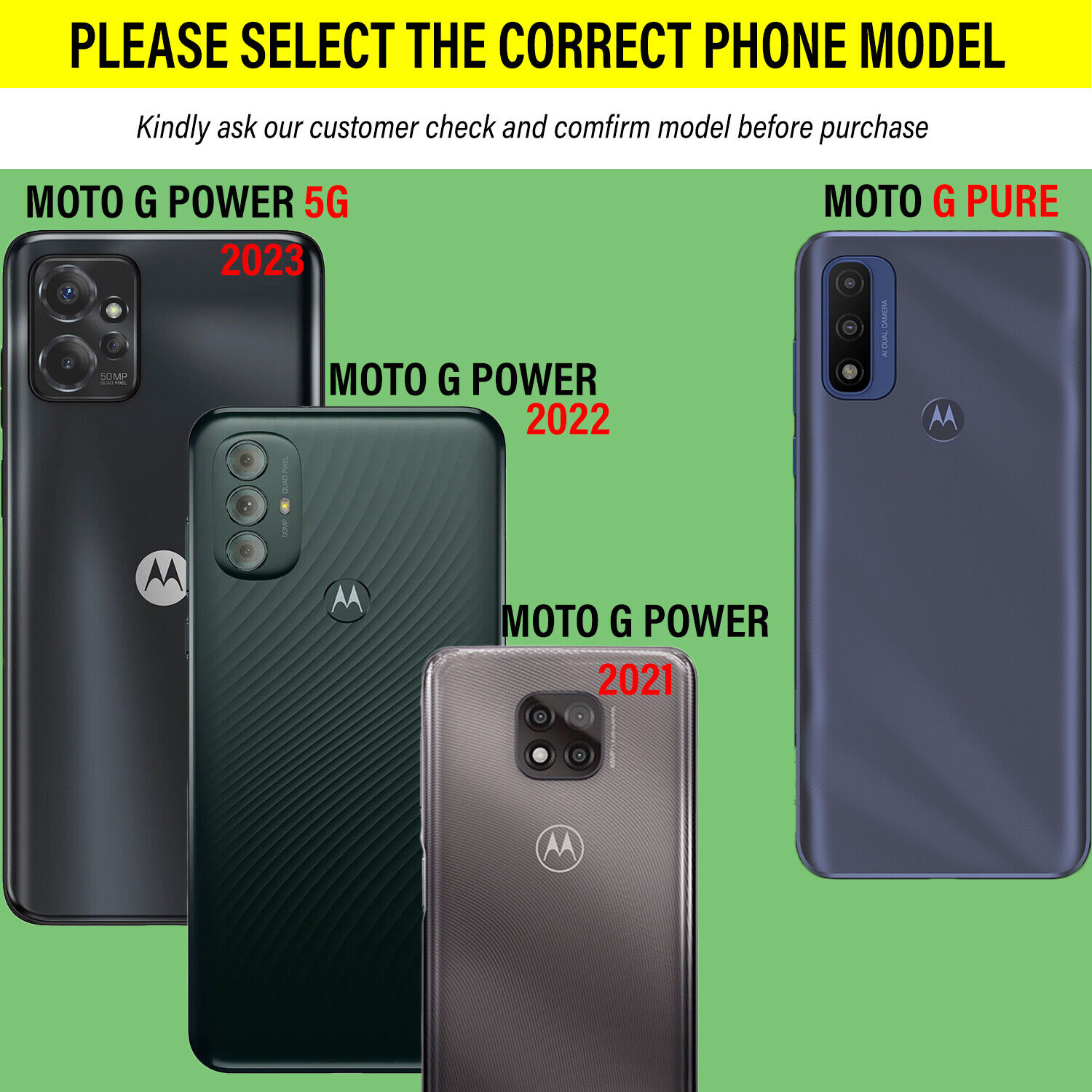 Motorola Moto G Pure/Power 5G Case with Tempered Glass