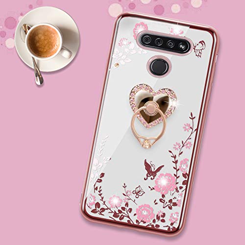 Rose Gold Glitter Butterfly Heart Floral LG K51/Q51 Case