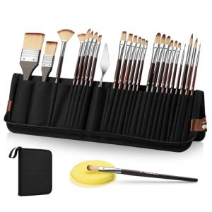 26-Piece Travel Paint Brush Set for Artists