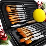 18-Piece Artist Paint Brush Set with Palette Knife