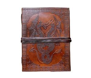 Double Dragon Leather Blank Notebook for Artists