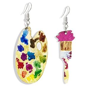 Colorful Bohemian Wooden Artist Paint Brush Earrings