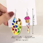 Colorful Bohemian Wooden Artist Paint Brush Earrings