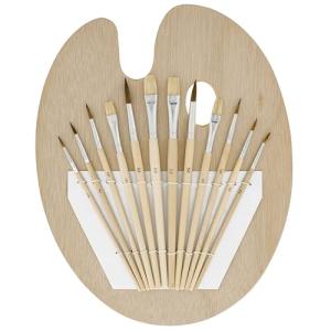 12-Piece Paint Brush Set with Wood Palette