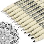 Black Micro Fineliner Pens Set for Artists
