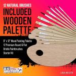 12-Piece Paint Brush Set with Wood Palette