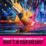 12-Piece Paint Brush Set with Wood Palette
