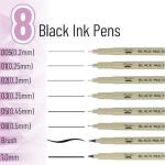 Set of 8 Fine Point Waterproof Art Pens