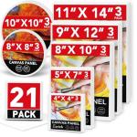 ESRICH 21 Pack Blank Canvas Boards Set