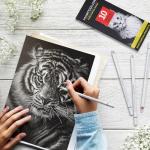 White Charcoal Pencil Set for Artists - 10 Pcs