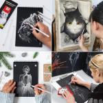 White Charcoal Pencil Set for Artists - 10 Pcs