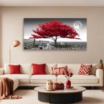 Red Tree Landscape Canvas Wall Art 20x40 inch