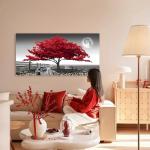 Red Tree Landscape Canvas Wall Art 20x40 inch