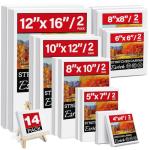 14 Packs of Primed Stretched Canvas - Multi Sizes