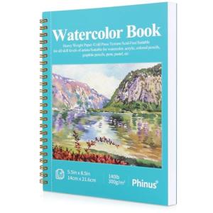 Phinus 30-Sheet Watercolor Sketchbook, Spiral Bound