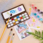 Portable Wooden Watercolor Palette with 24 Grids