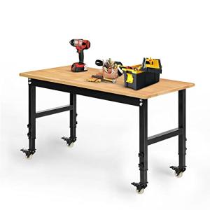 Heavy-Duty Adjustable Workbench with Metal Wheels