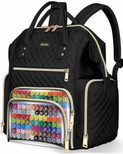 Marker Organizer Backpack with USB Port, Black