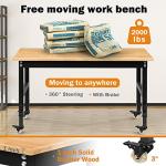 Heavy-Duty Adjustable Workbench with Metal Wheels