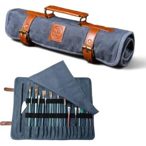 Waxed Canvas Paint Brush Holder - Art Storage Roll