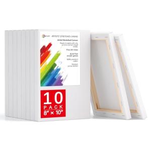 Simetufy 8x10 Inch Stretched Blank Canvas - 10 Pack