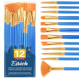 12-Piece Round Acrylic Paint Brush Set