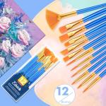 12-Piece Round Acrylic Paint Brush Set