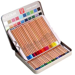 KALOUR 50-Color Pro Pastel Chalk Pencils Set