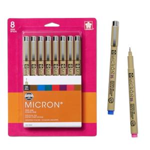 Sakura Pigma Micron Fineliners, Assorted Colors, 8 Pack