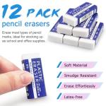 Tamaki 12 Pack Large White Erasers for Art