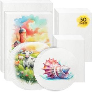 AROIC 50 Sheets Watercolor Paper in 6 Sizes