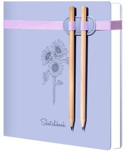 Yoment Purple Hardcover Sketchbook with Pencils, 160 Pages