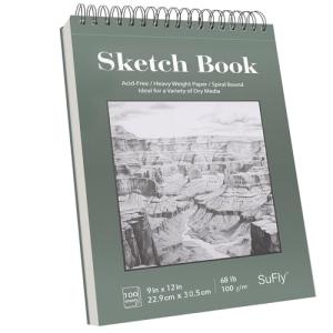 SuFly 9x12 Spiral Sketch Book - 100 Sheets