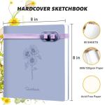 Yoment Purple Hardcover Sketchbook with Pencils, 160 Pages