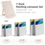 LEYEMO Painting Canvas and Easel Set, 6 Pack