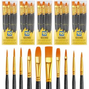 50 Pcs Round Tip Acrylic Paintbrush Set