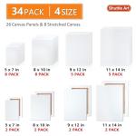 34-Pack Multi-Size Cotton Stretched Canvases