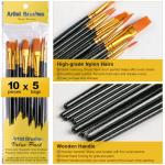 50 Pcs Round Tip Acrylic Paintbrush Set