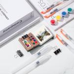 Mini Portable Watercolor Palette Set with Sketchbook