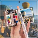 Mini Portable Watercolor Palette Set with Sketchbook