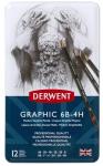 Derwent Graphic Drawing Pencils in Metal Tin, 12 Pack