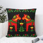 Swedish Dala Horse Decorative Throw Pillow Cover